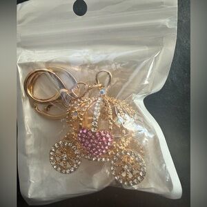 Charming Gold and Pink Carriage Key Holder